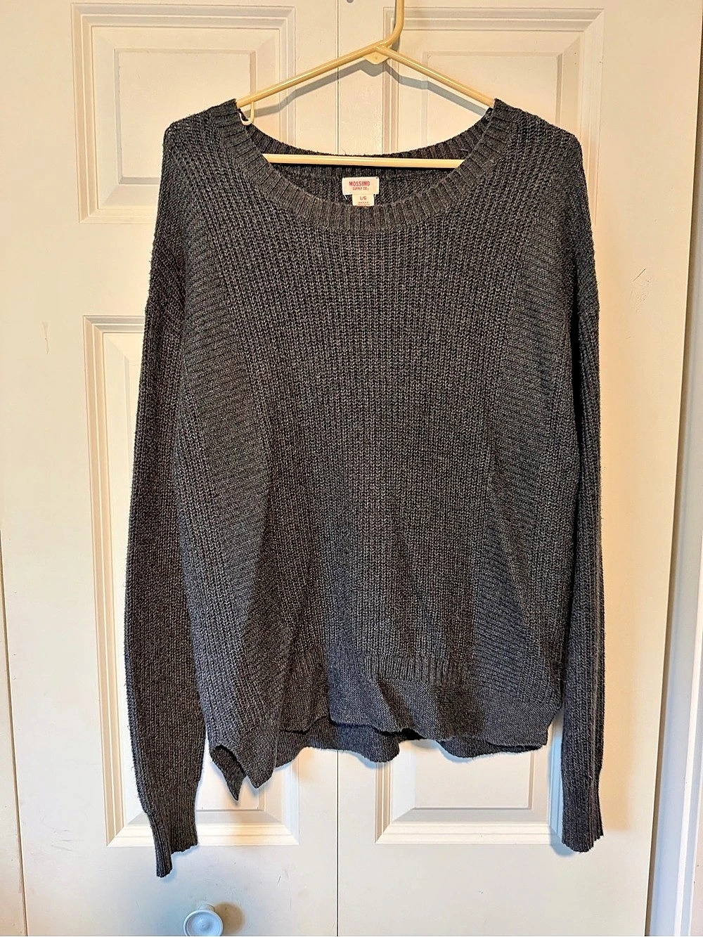 Mossimo Supply Co. Textured Crew Neck Sweater Black Size Large